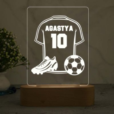 Personalized Name Football Jersey Night Lamp with Warm White Light Gifts for Footballer Men Women Lover Birthday Gift for Football Player